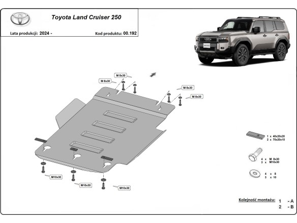 Ocelový kryt převodovky Toyota Land Cruiser 250 (2024-2025)Toyota Land Cruiser