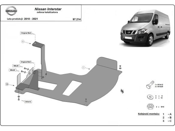 Ocelový kryt katalyzátorua Nissan Interstar (2010-2021)Nissan Interstar