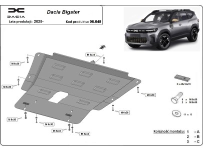 Ocelový kryt motoru Dacia Bigster 4x2 (2025-2026) 2