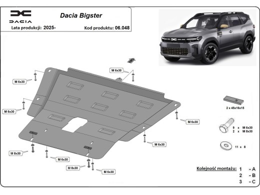 Ocelový kryt motoru Dacia Bigster 4x2 (2025-2025)Dacia Bigster