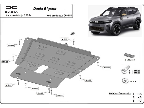 Ocelový kryt motoru Dacia Bigster 4x2 (2025-2025)Dacia Bigster