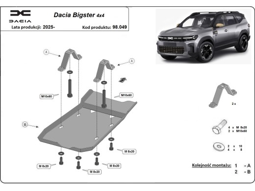 Ocelový kryt diferenciálu Dacia Bigster 4x4 (2025-2025)Dacia Bigster