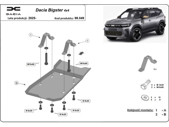 Ocelový kryt diferenciálu Dacia Bigster 4x4 (2025-2025)Dacia Bigster