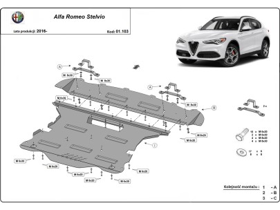 Ocelový kryt motoru Alfa Romeo Stelvio (2016-2026) 2