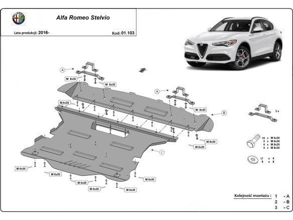 Ocelový kryt motoru Alfa Romeo Stelvio (2016-2025)Startseite