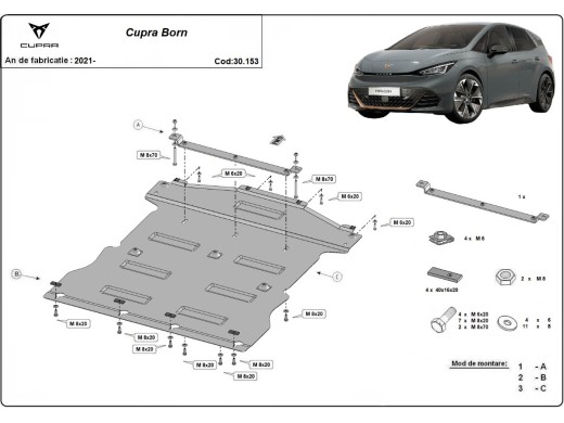 Ocelový kryt motoru Cupra Born - elektrický (2021-2025)Startseite