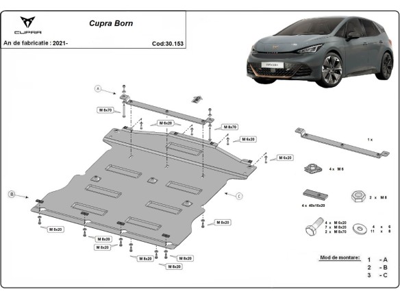 Ocelový kryt motoru Cupra Born - elektrický (2021-2025)Startseite