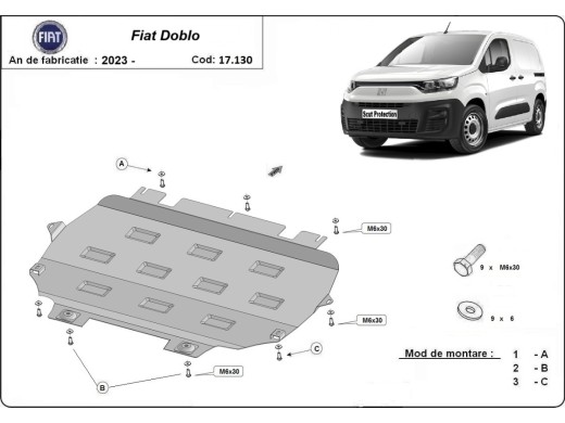 Ocelový kryt motoru Fiat Doblo (2023-2025)Startseite