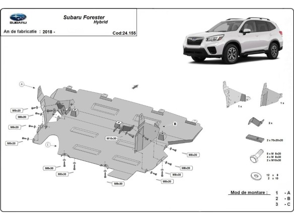 Ocelový kryt motoru Subaru Forester 5 Hybrid (2018-2025)Startseite