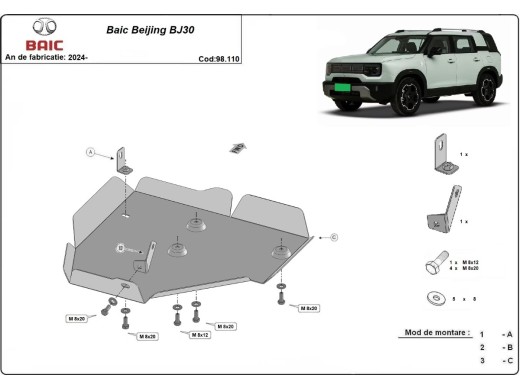Ocelový kryt diferenciálu Baic Beijing BJ30 (2024-2025)Startseite