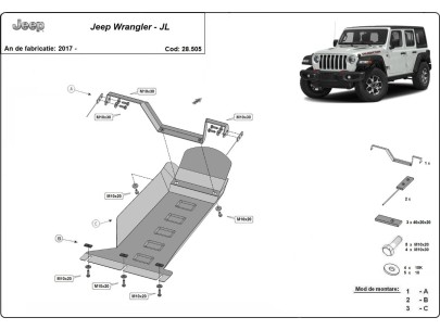 Ocelový kryt motoru Jeep Wrangler - JL (2017-2025) 2
