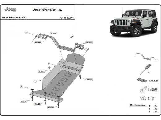 Ocelový kryt motoru Jeep Wrangler - JL (2017-2025)Startseite