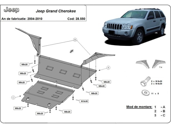 Ocelový kryt motoru Jeep Grand Cherokee (2005-2010)Startseite
