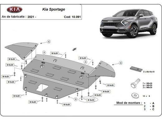 Ocelový kryt motoru Kia Sportage (2021-2025)Startseite