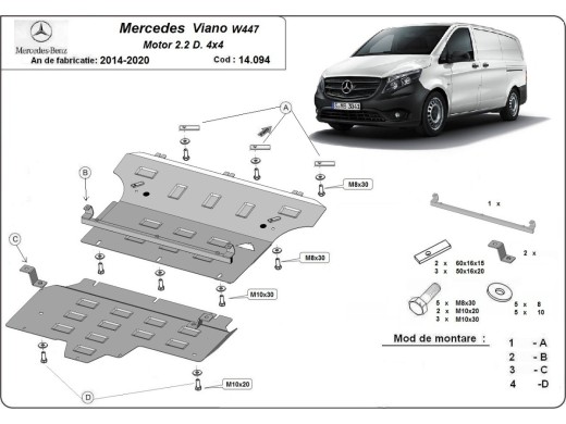 Ocelový kryt motoru Mercedes Viano W447, 2.2 D, 4x4 (2014-2020)Startseite