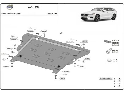 Ocelový kryt motoru Volvo V60 (2018-2025) 2