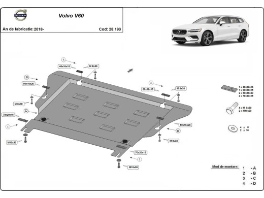 Ocelový kryt motoru Volvo V60 (2018-2025)Domovská stránka