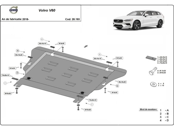 Ocelový kryt motoru Volvo V60 (2018-2025)Domovská stránka