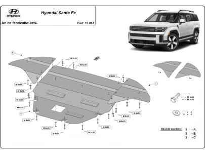 Ocelový kryt motoru Hyundai Santa Fe (2024-2026) 2