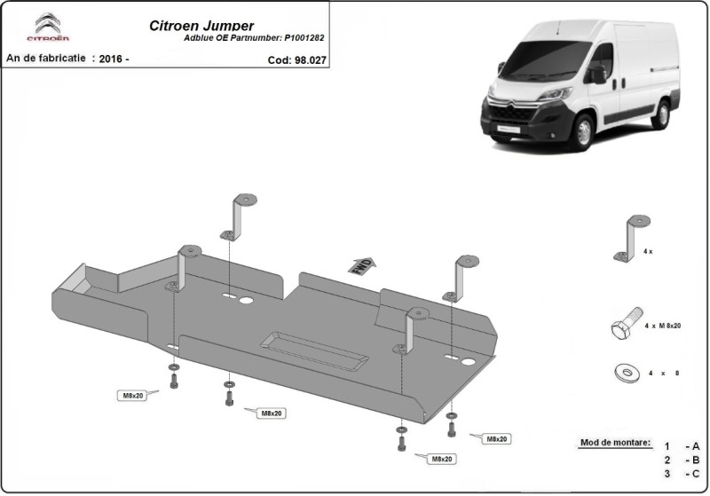 Ocelový kryt AdBlue Citroen Jumper (2016-2026)