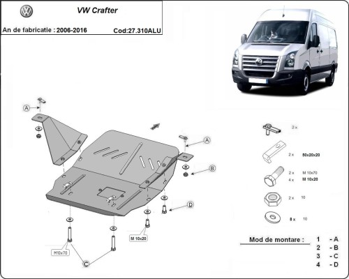Hliníkový kryt motoru Volkswagen Crafter (2006-2016)