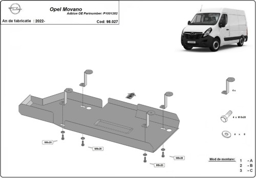 Ocelový kryt AdBlue Opel Movano (2022-2026)