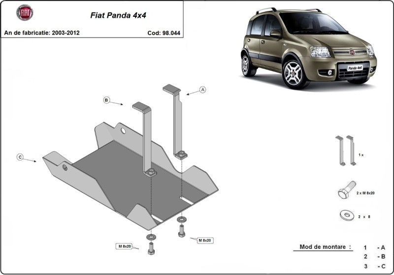 Ocelový kryt diferenciálu	 Fiat Panda 4x4 (2003-2012)