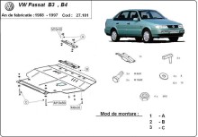 Ocelový kryt motoru Volkswagen Passat - B3, B4 - Diesel (1988-1997)
