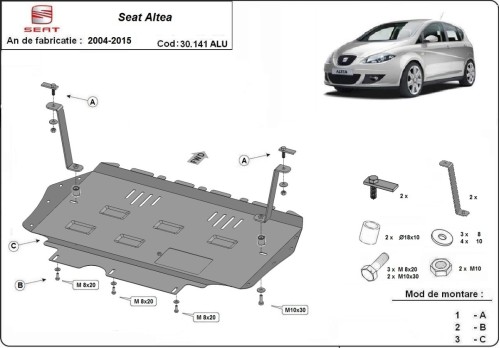 Hliníkový kryt motoru Seat Altea (2004-2015)