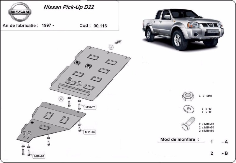 Ocelový kryt převodovky Nissan Pick Up (1997-2017)