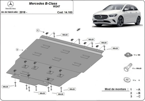 Ocelový kryt motoru Mercedes B-Class W247 (2018-2026)
