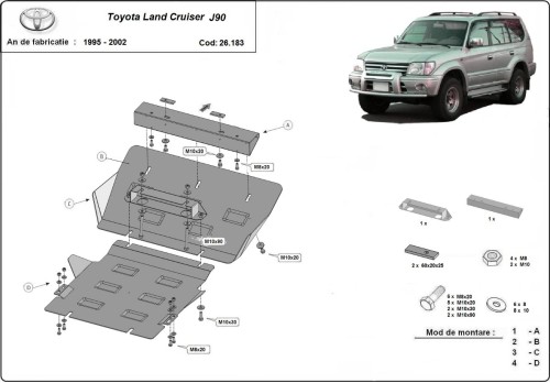 Ocelový kryt motoru Toyota Land Cruiser J90 (1995-2002)
