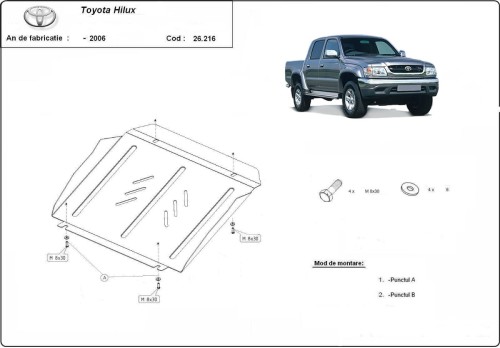 Ocelový kryt motoru Toyota Hilux (2000-2004)