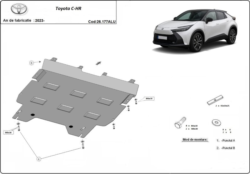 Hliníkový kryt motoru Toyota C-HR (2023-2026)