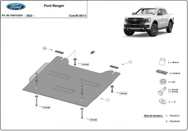 Ocelový kryt reduktoru Ford Ranger (2023-2026)