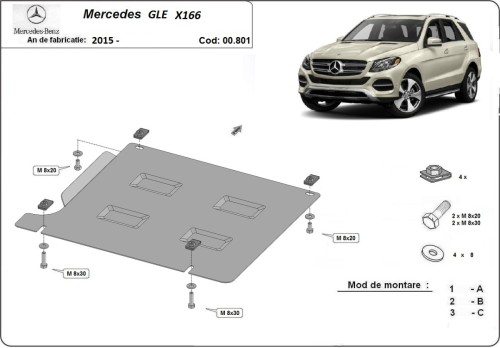 Ocelový kryt převodovky Mercedes GLE X166 (2015-2019)