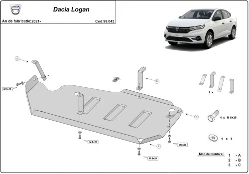 Ocelový kryt palivové nádrže Dacia Logan III (2021-2026)