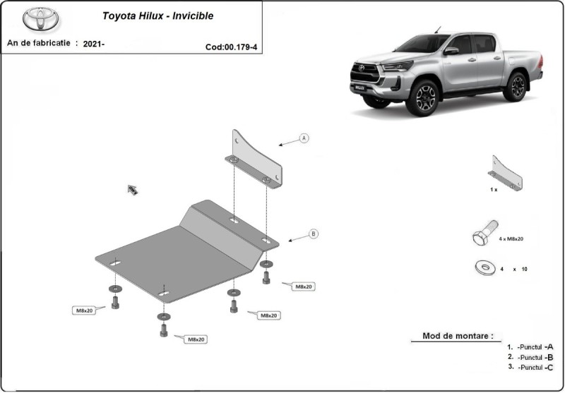 Ocelový kryt senzoru DPF Toyota Hilux (2021-2026)