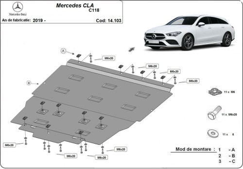 Ocelový kryt motoru Mercedes CLA C118 (2018-2026)