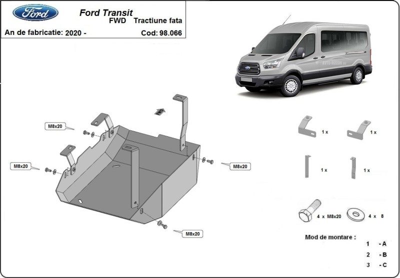 Ocelový kryt AdBlue Ford Transit (2020-2026)