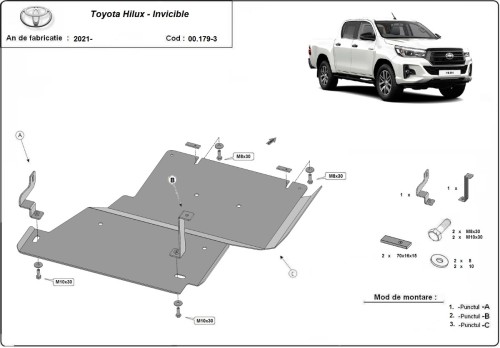 Ocelový kryt diferenciálu	 Toyota Hilux Invincible (2021-2026)