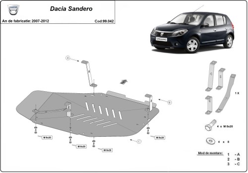 Ocelový kryt palivové nádrže Dacia Sandero I (2007-2012)