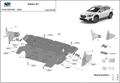 Ocelový kryt motoru Subaru XV (2018-2022)