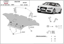 Ocelový kryt motoru Audi A4 B8, benzin (2008-2014)