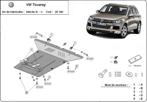 Ocelový kryt motoru VW Touareg (2010-2018)