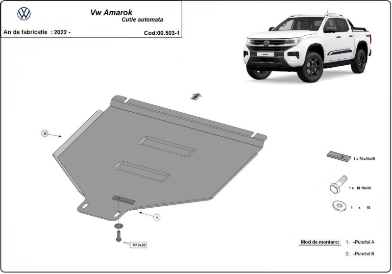 Ocelový kryt převodovky automat Volkswagen Amarok (2022-2026)