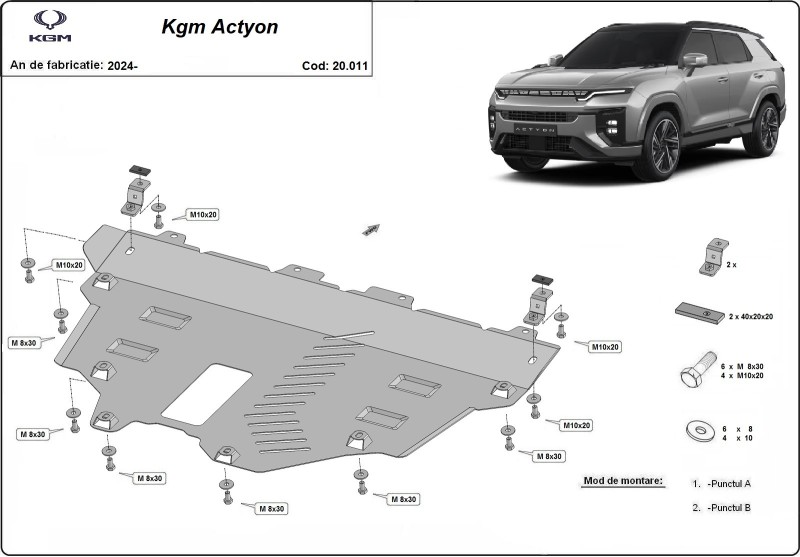 Ocelový kryt motoru KGM Actyon (2024-2026)