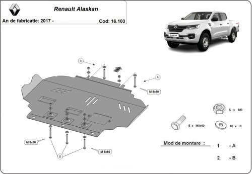 Ocelový kryt motoru Renault Alaskan (2017-2026)