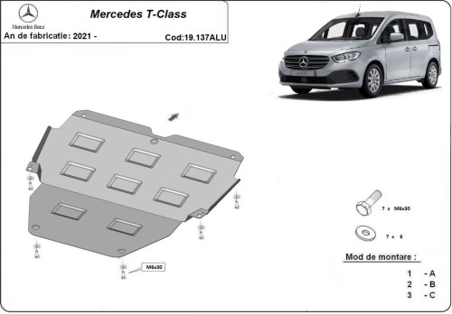 Hliníkový kryt motoru Mercedes T-Classe (2021-2026)