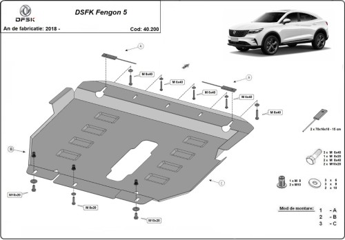 Ocelový kryt motoru Dfsk Fengon 5 (2018-2026)